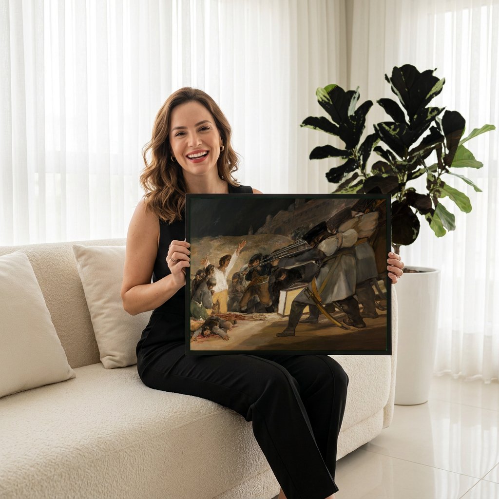 Quadro Decorativo O Três de Maio de 1808 - Goya com modelo em ambiente