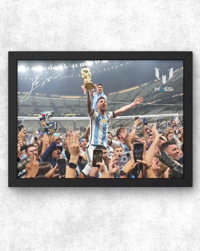 Quadro Messi Campeão Do Mundo -foto Épica Emoldurada C Vidro