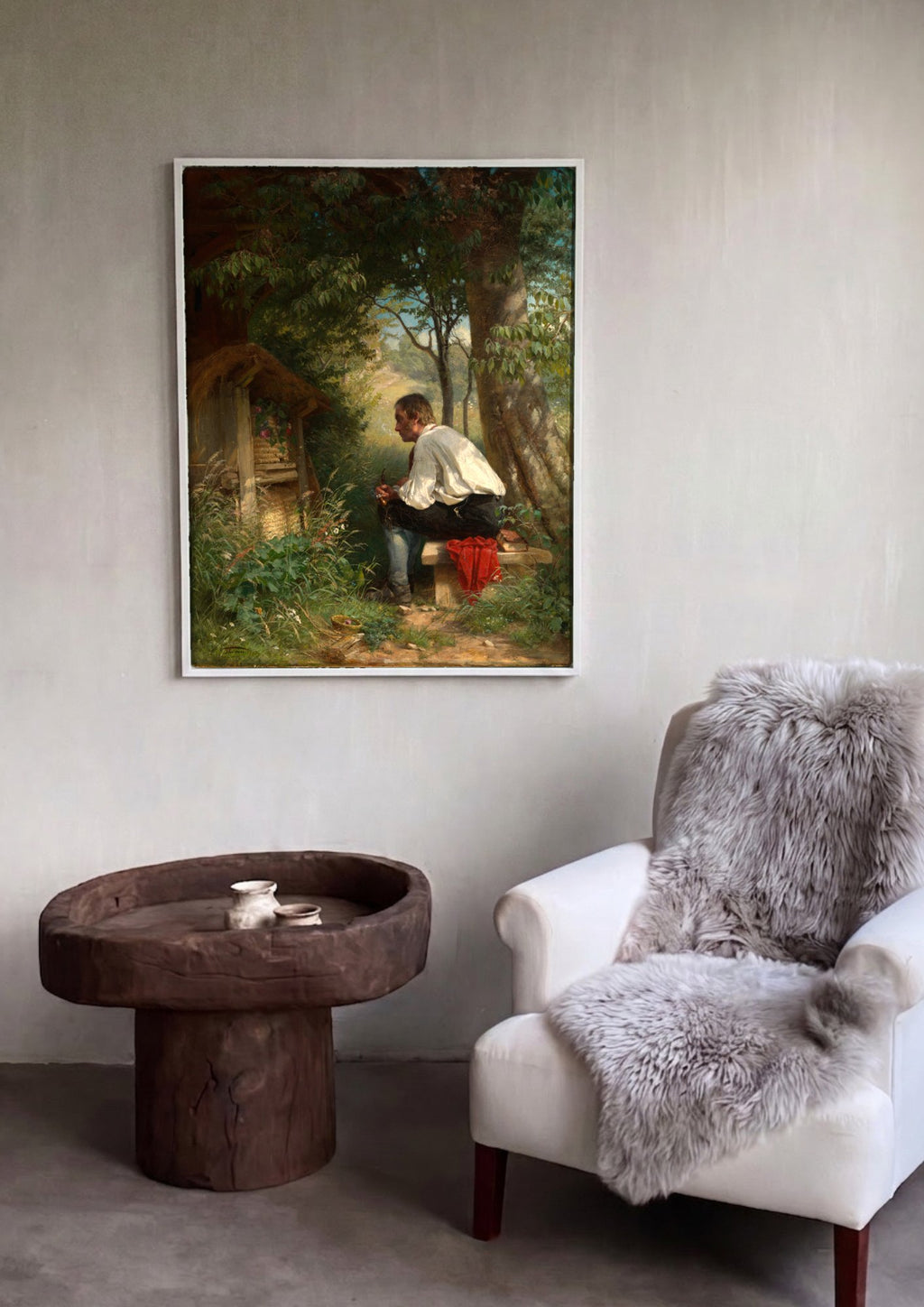 Quadro Decorativo Homem com Cachimbo na Floresta - Hans Thoma | quadro emoldurado na parede