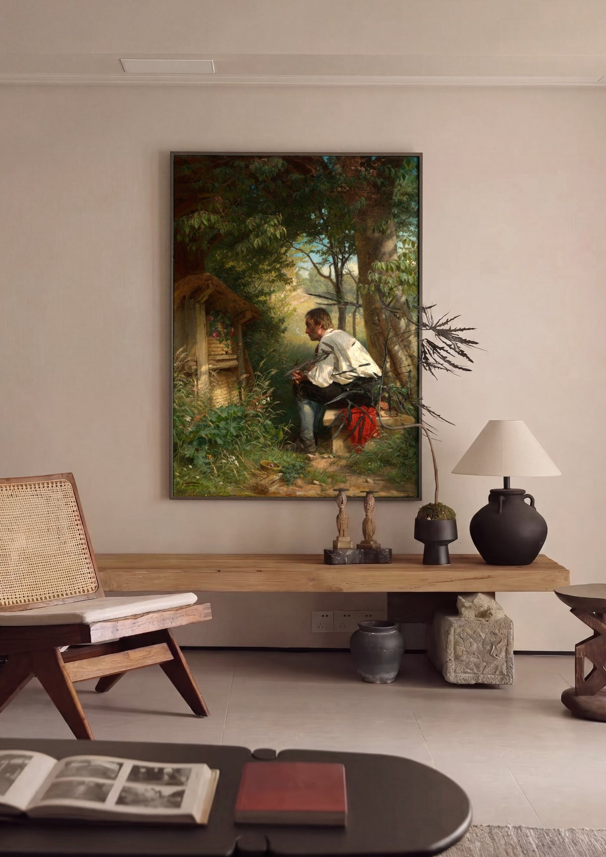 Quadro Decorativo Homem com Cachimbo na Floresta - Hans Thoma | quadro emoldurado na parede