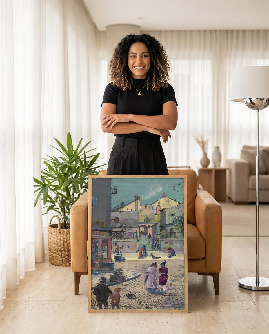Quadro Decorativo Ratzanstadl, Viena - Oskar Laske | modelo apresentando o quadro emoldurado