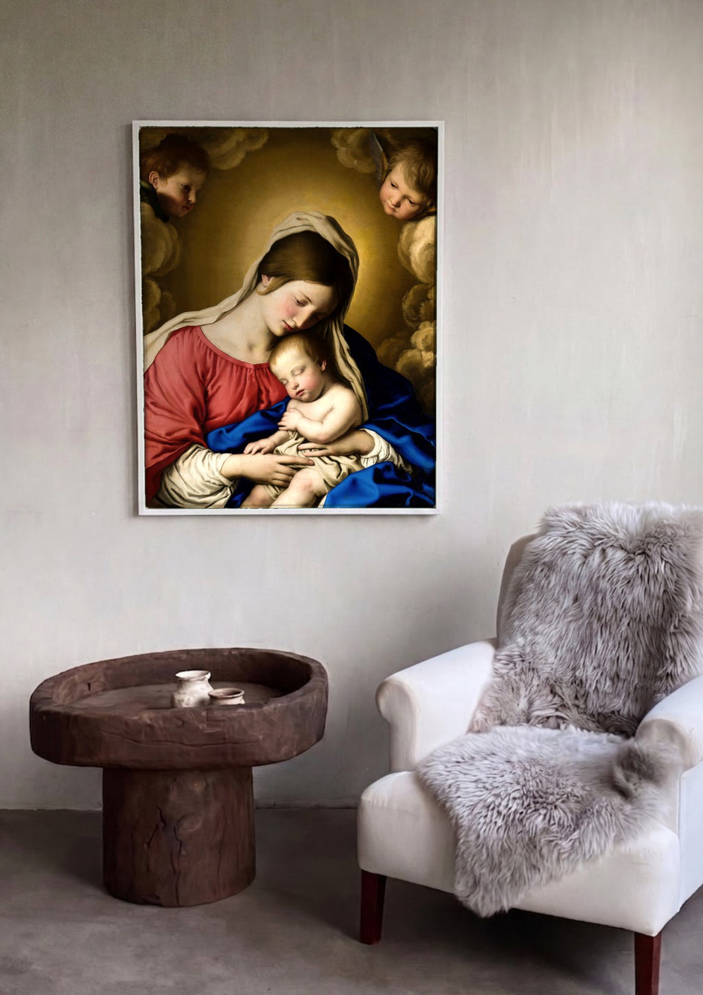 Quadro Decorativo A Virgem e o Menino - Sassoferrato | quadro emoldurado na parede