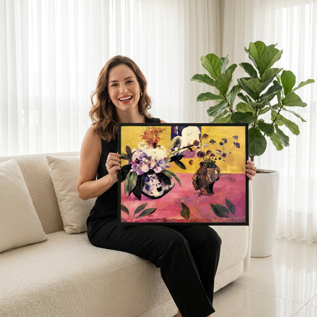 Quadro Decorativo Natureza-Morta - Paul Gauguin | modelo apresentando o quadro emoldurado