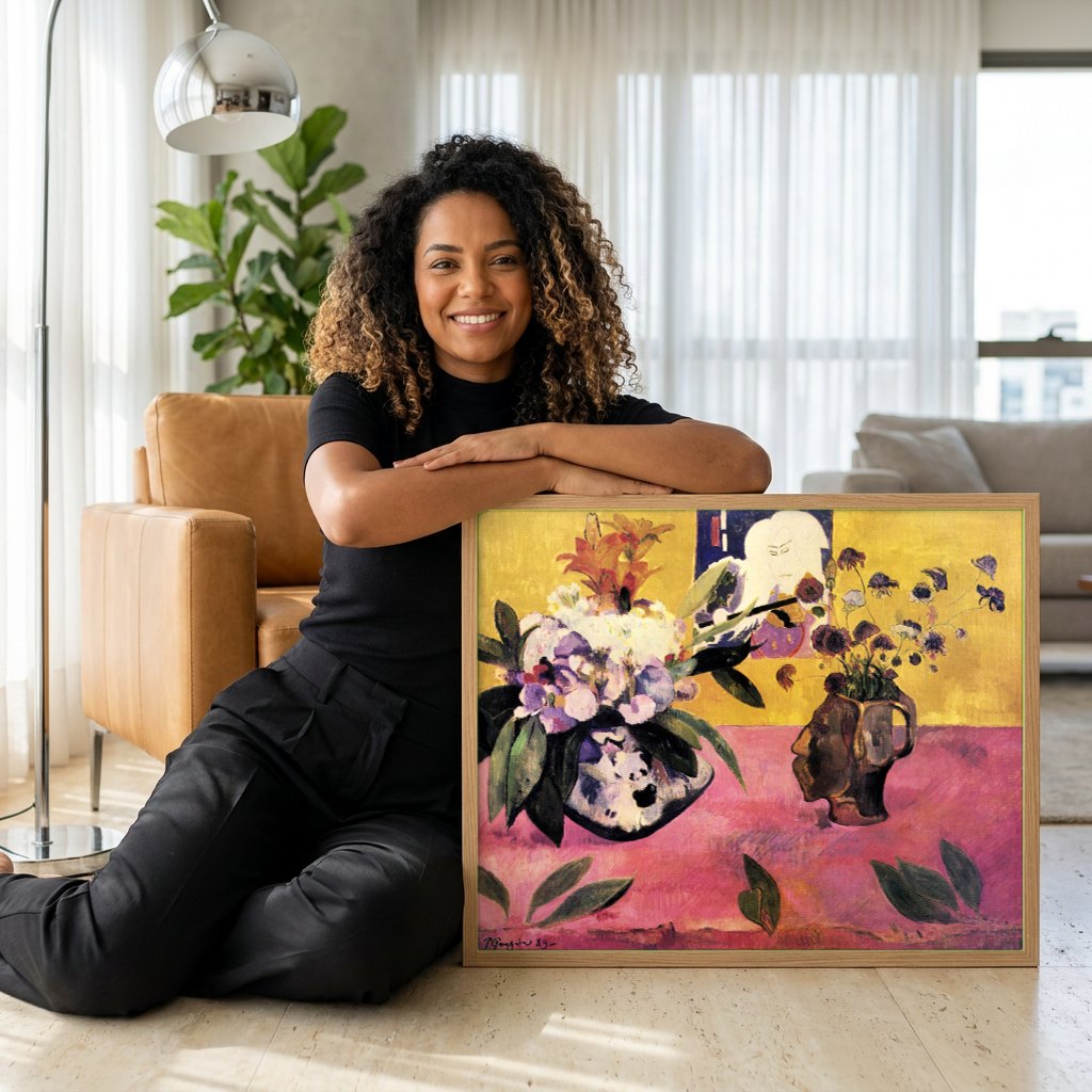 Quadro Decorativo Natureza-Morta - Paul Gauguin | modelo apresentando o quadro emoldurado