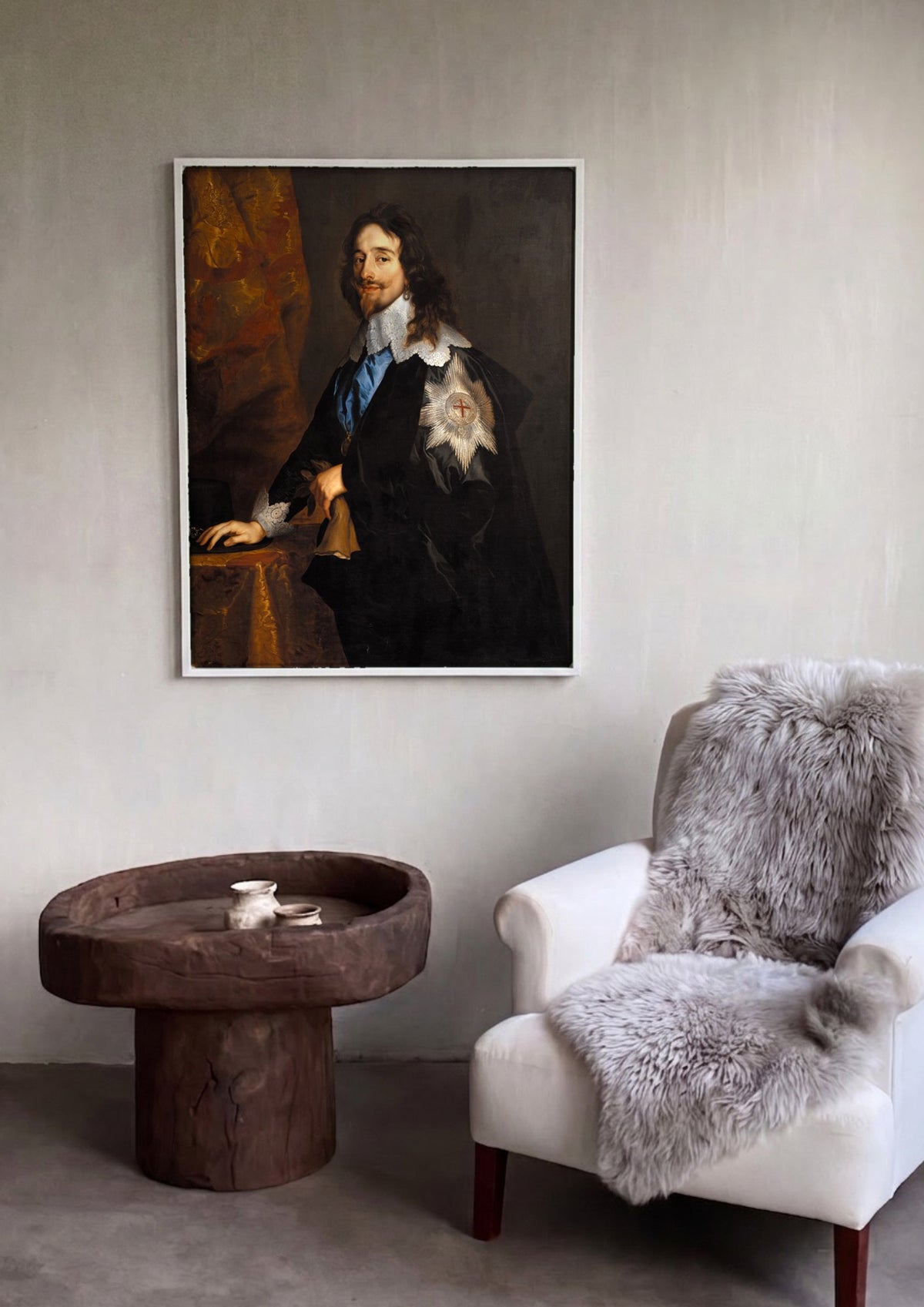Quadro Decorativo Retrato de Carlos I - Van Dyck | quadro emoldurado na parede