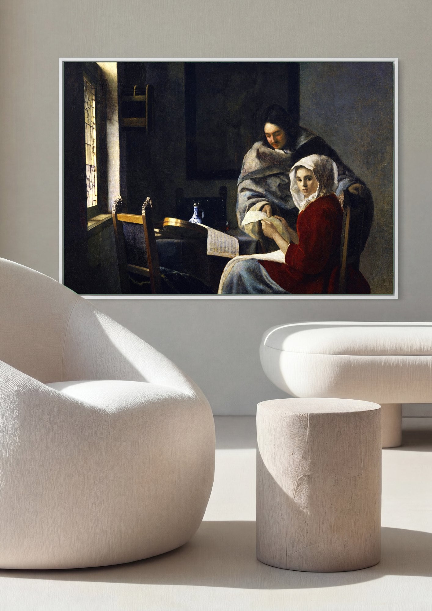Quadro Decorativo A Lição de Música - Johannes Vermeer | quadro emoldurado na parede