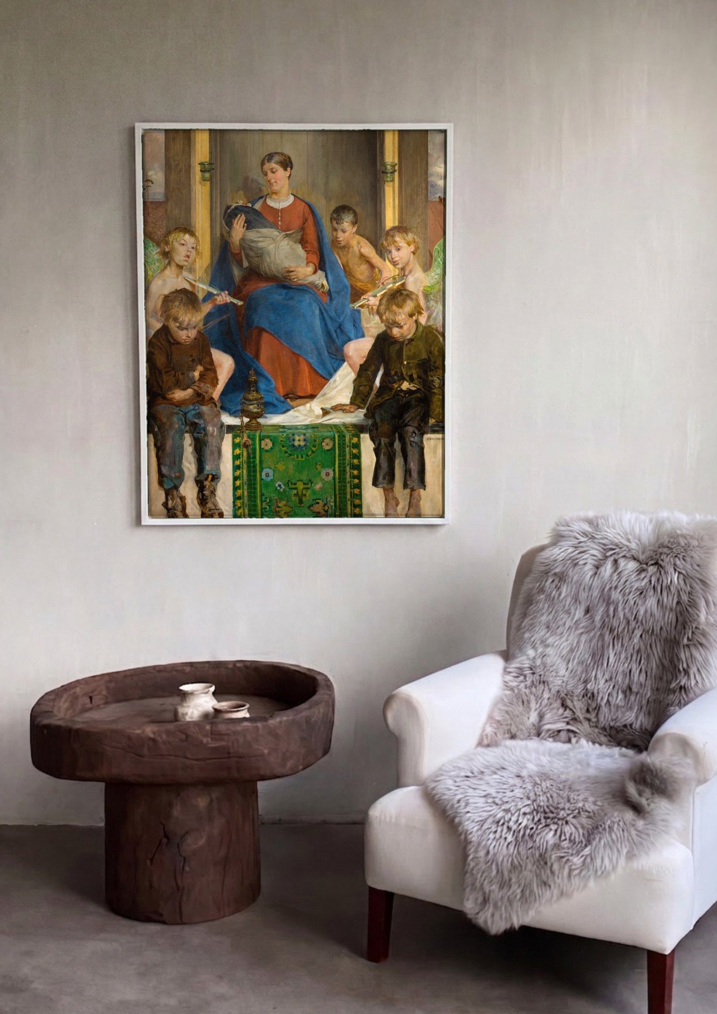 Quadro Decorativo A Virgem e os Anjos - Jacek Malczewski | quadro emoldurado na parede