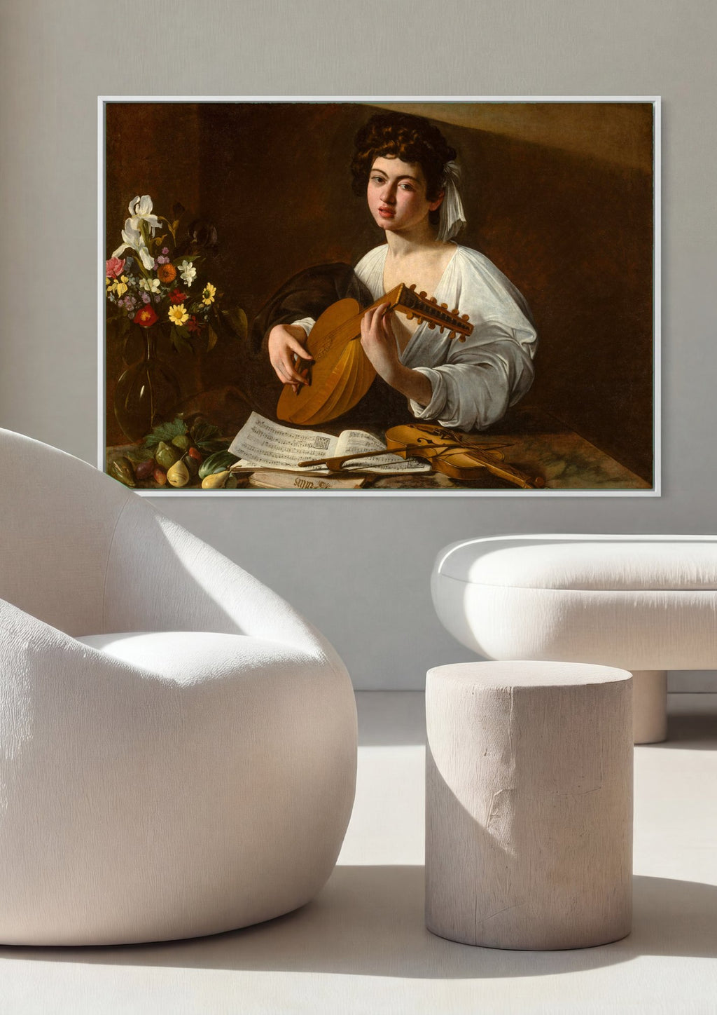 Quadro Decorativo O Tocador de Alaúde - Caravaggio | quadro emoldurado na parede