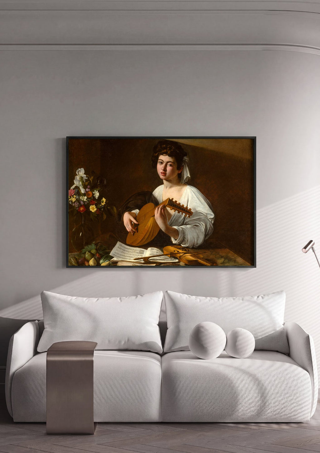 Quadro Decorativo O Tocador de Alaúde - Caravaggio | quadro emoldurado na parede