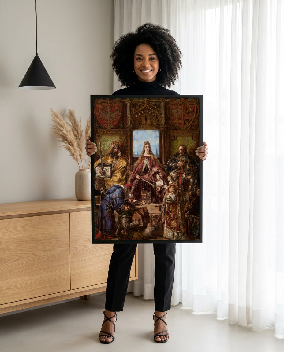Quadro Decorativo A Homenagem Prussiana - Jan Matejko | modelo apresentando o quadro emoldurado