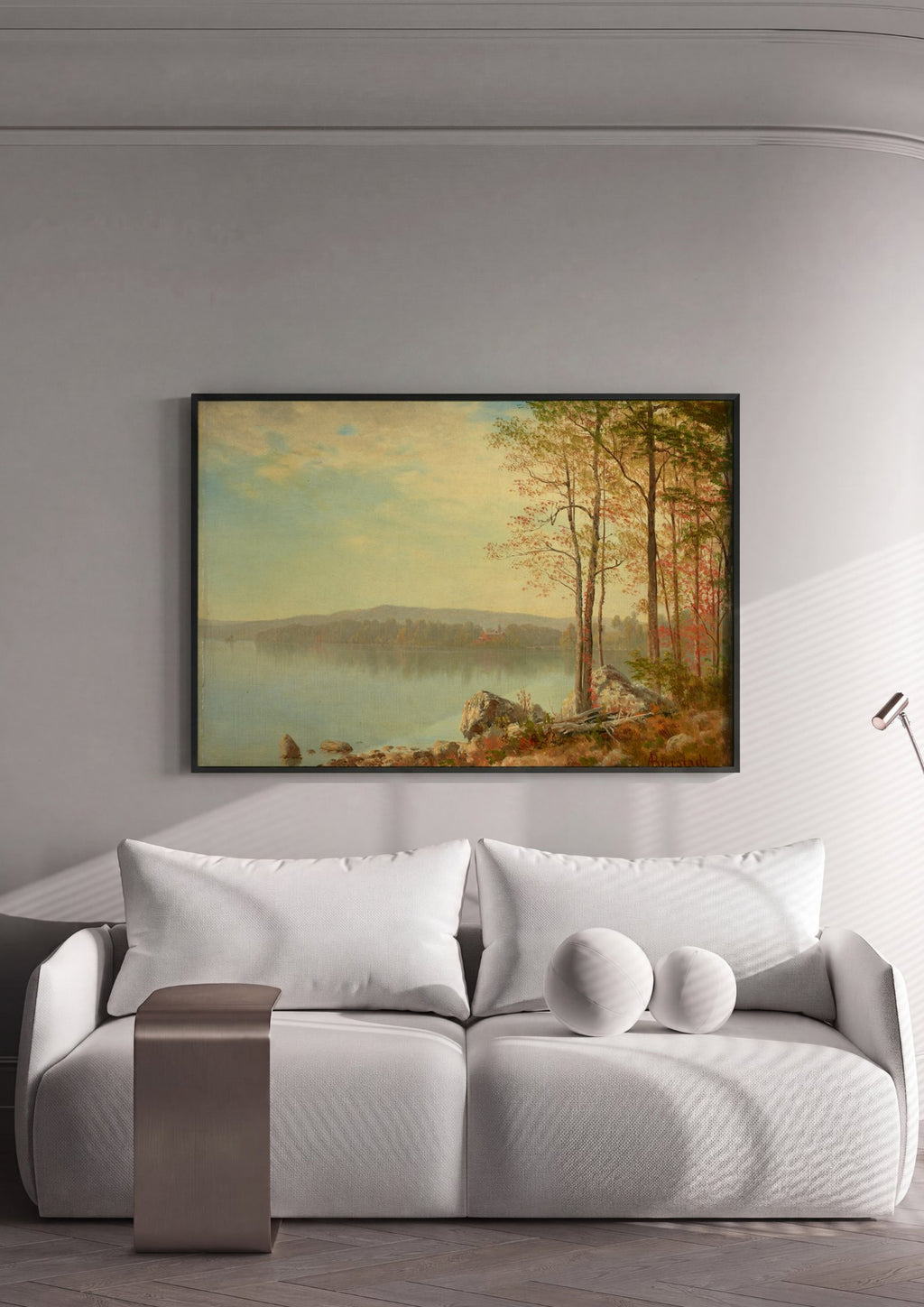 Quadro Decorativo Paisagem Outonal ao Lago - Albert Bierstadt | quadro emoldurado na parede
