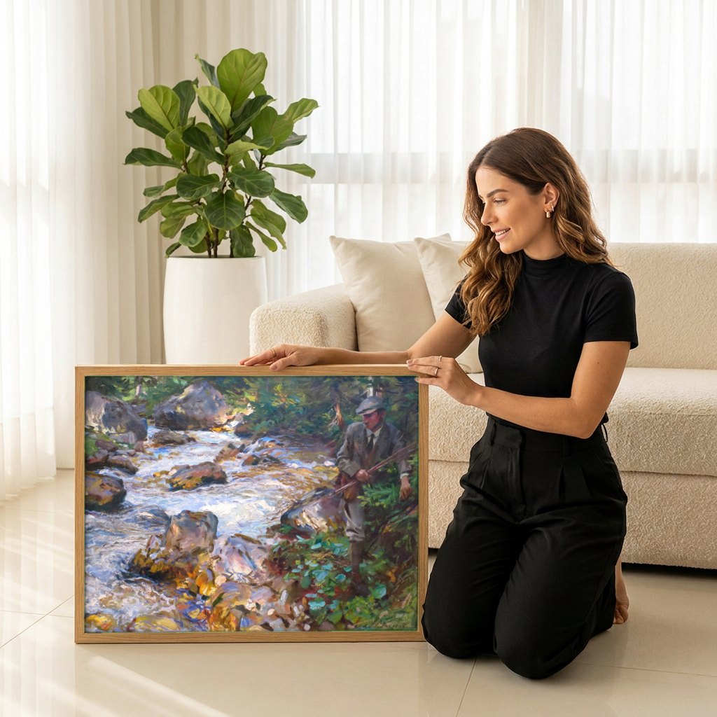 Quadro Decorativo A Corrente Montanhosa - John Singer Sargent | modelo apresentando o quadro emoldurado