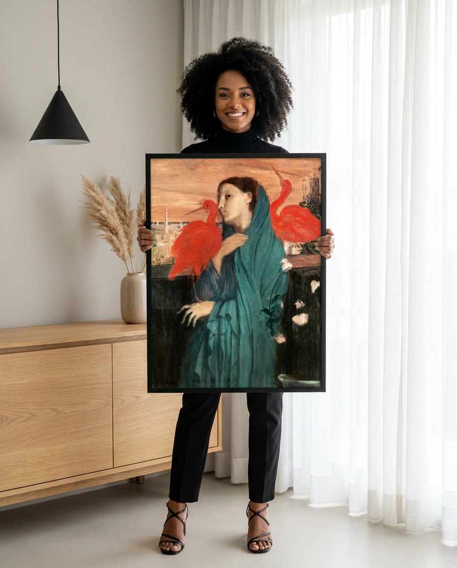 Quadro Decorativo A Mulher dos Íbis - Edgar Degas | modelo apresentando o quadro emoldurado