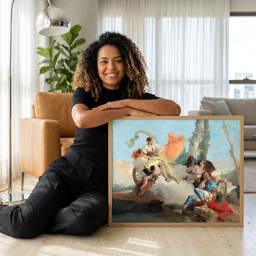 Quadro Decorativo A Força da Eloquência - Tiepolo | modelo apresentando o quadro emoldurado