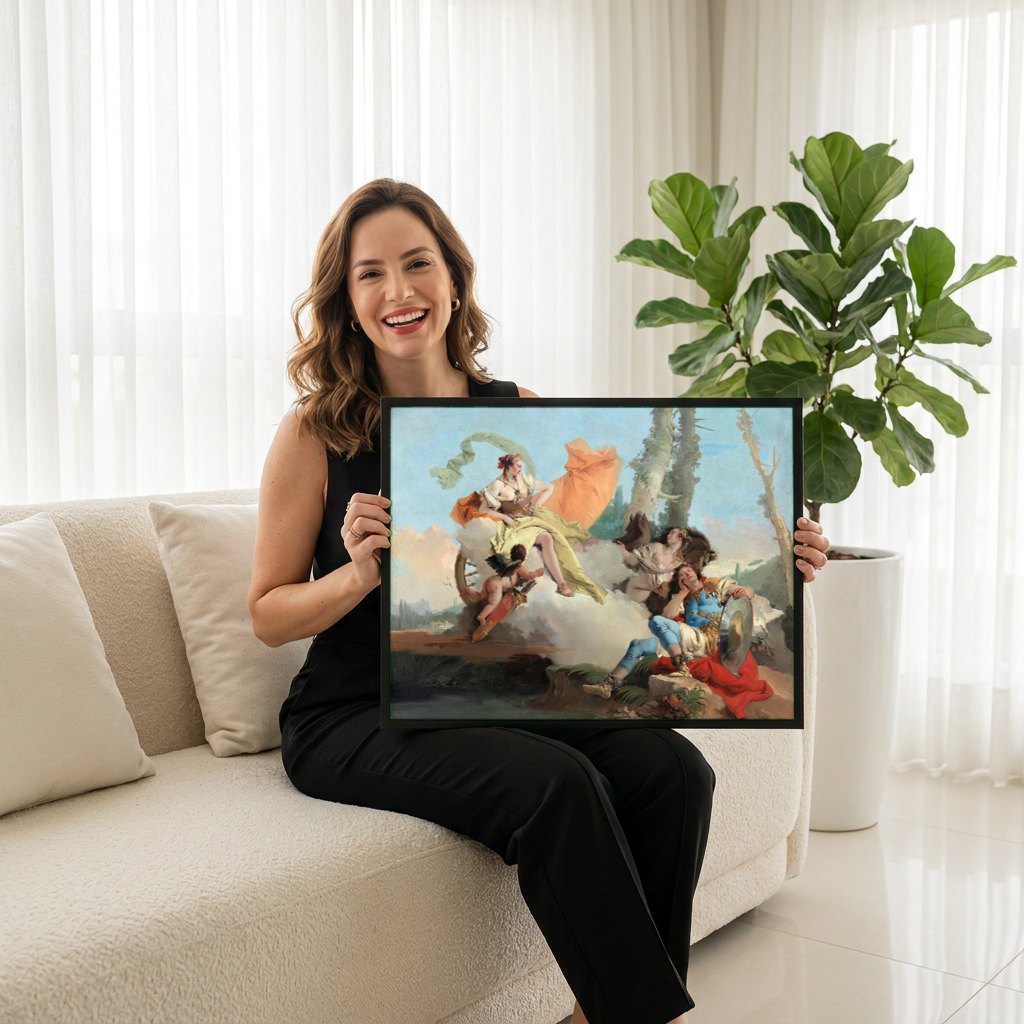 Quadro Decorativo A Força da Eloquência - Tiepolo | modelo apresentando o quadro emoldurado