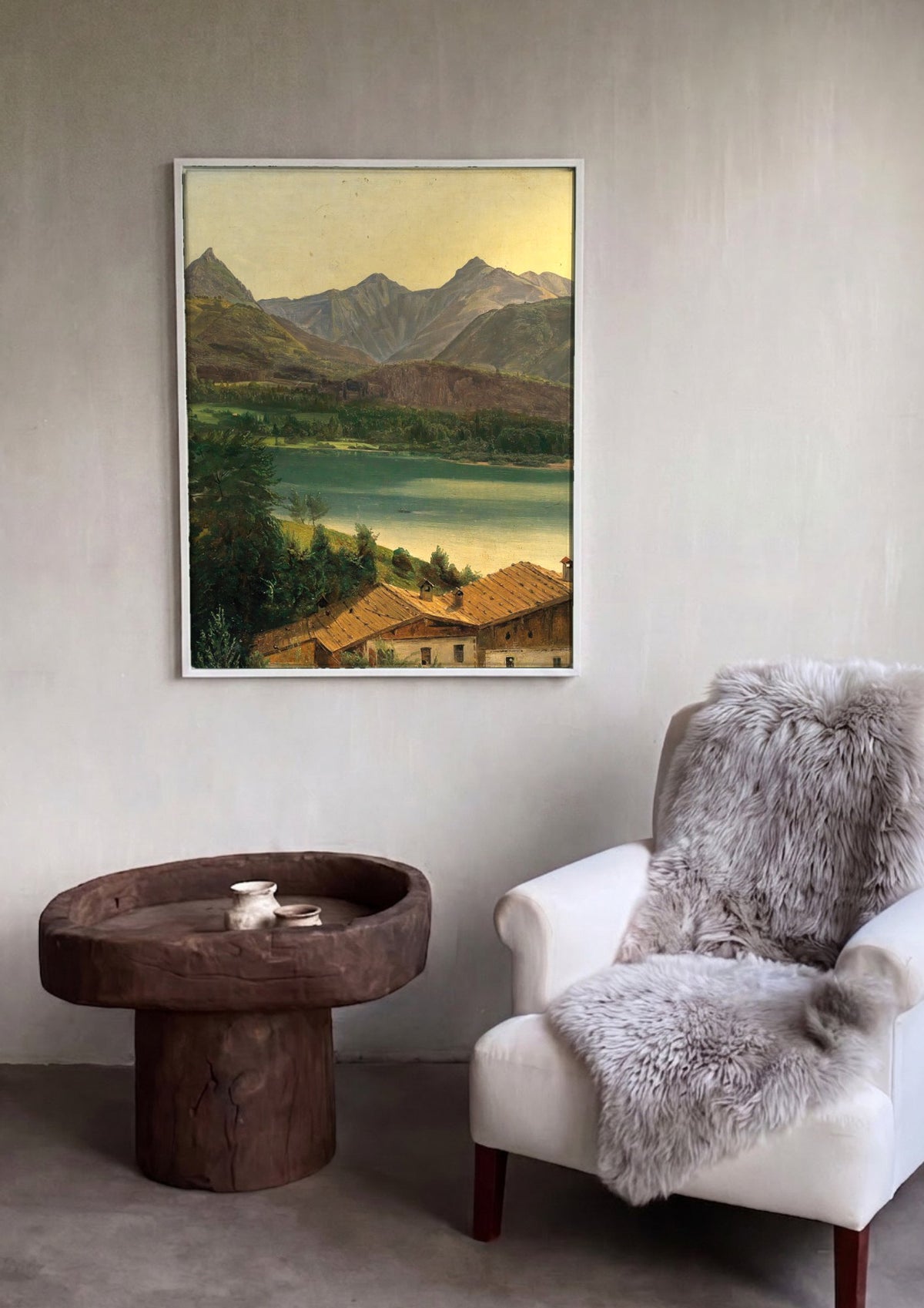 Quadro Decorativo Paisagem Alpina com Lago - Waldmüller | quadro emoldurado na parede