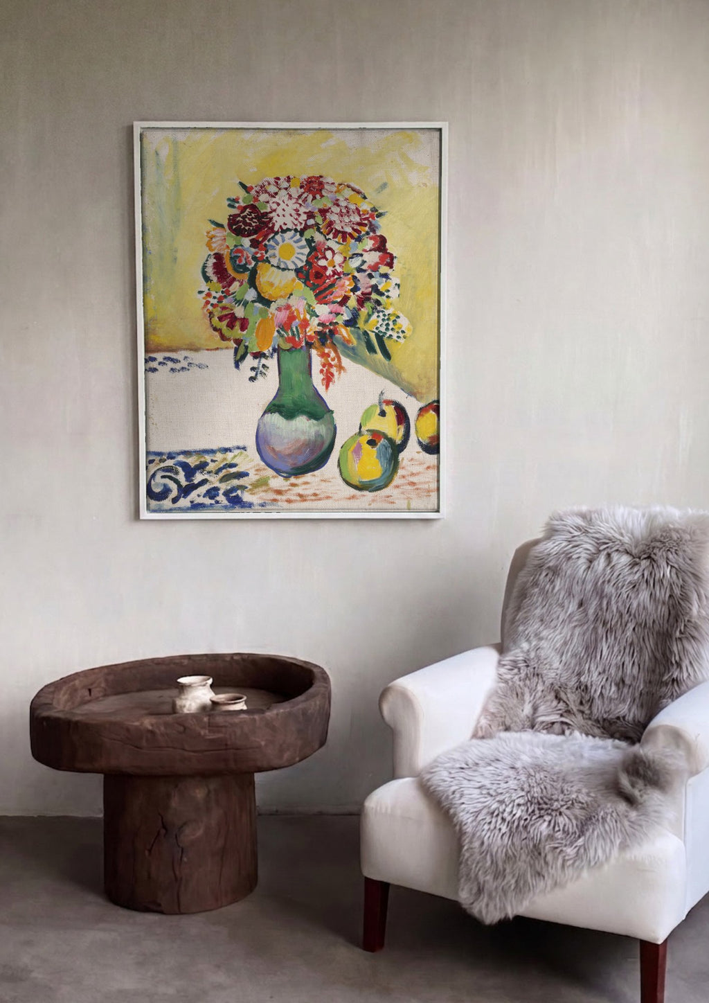 Quadro Decorativo Vaso de Flores e Frutas - August Macke | quadro emoldurado na parede