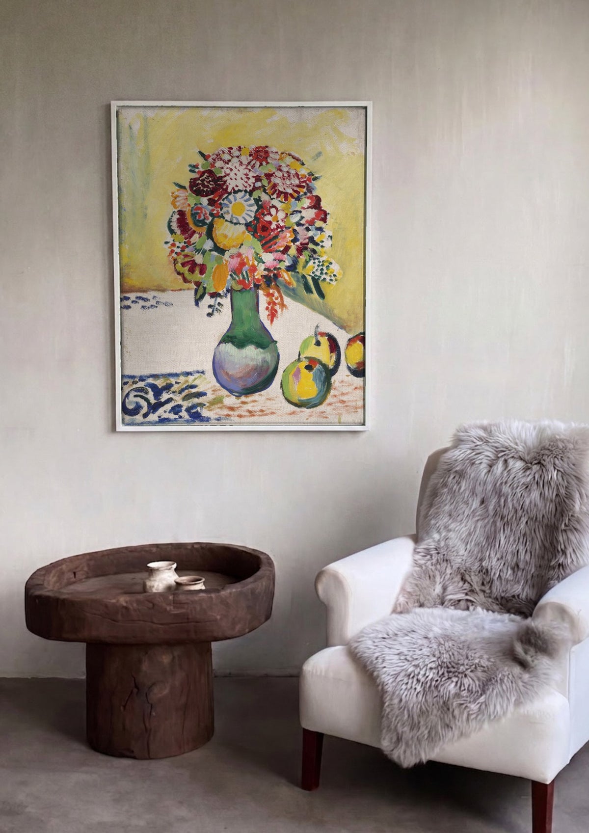 Quadro Decorativo Vaso de Flores e Frutas - August Macke | quadro emoldurado na parede