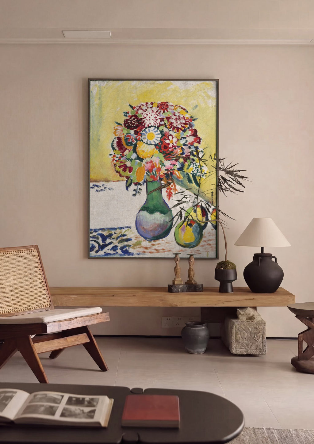 Quadro Decorativo Vaso de Flores e Frutas - August Macke | quadro emoldurado na parede