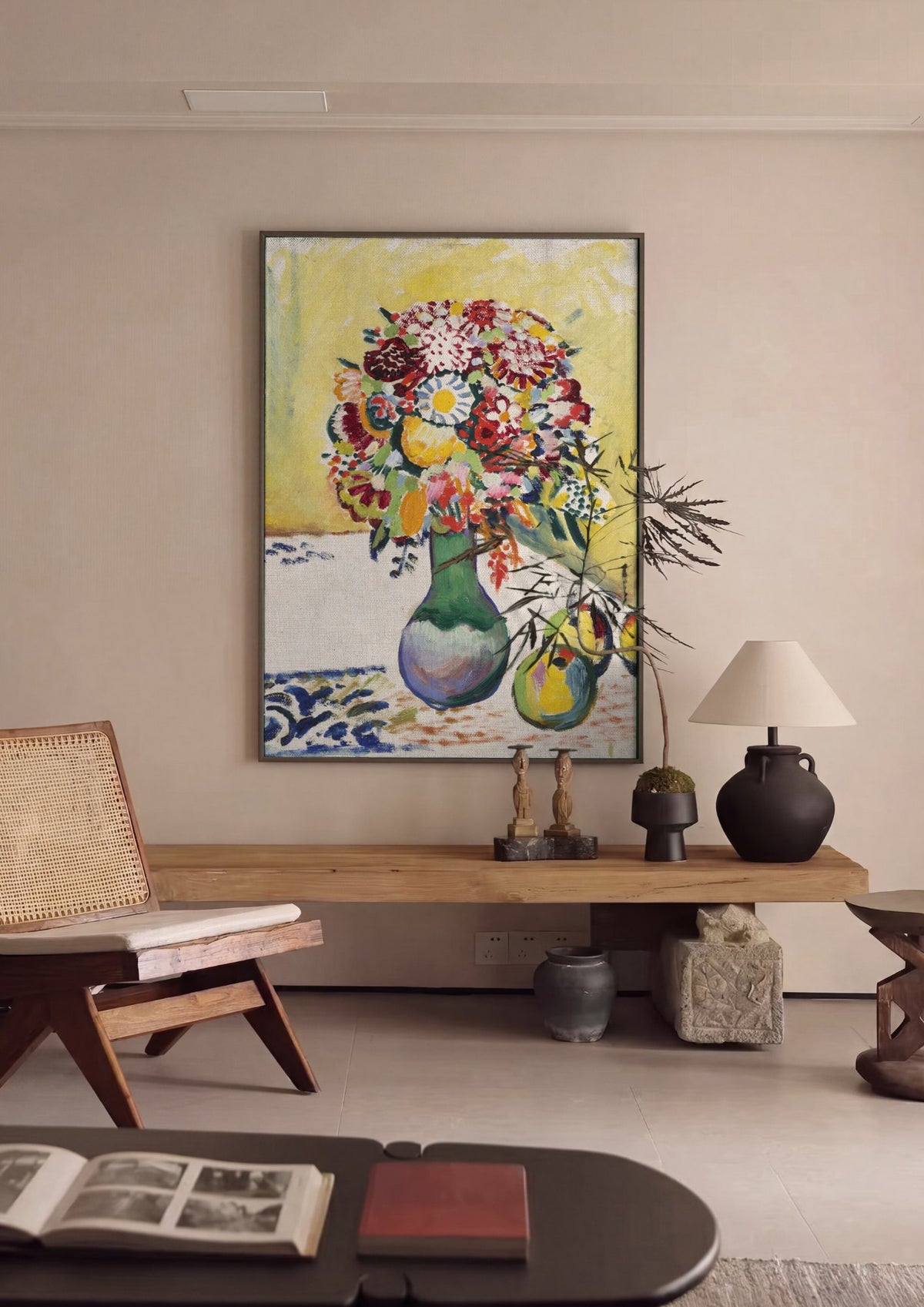 Quadro Decorativo Vaso de Flores e Frutas - August Macke | quadro emoldurado na parede