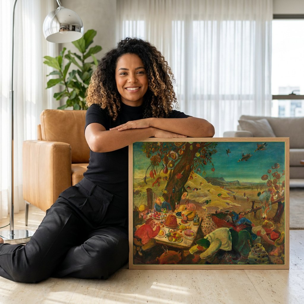 Quadro Decorativo A Terra da Abundância - Oskar Laske | modelo apresentando o quadro emoldurado