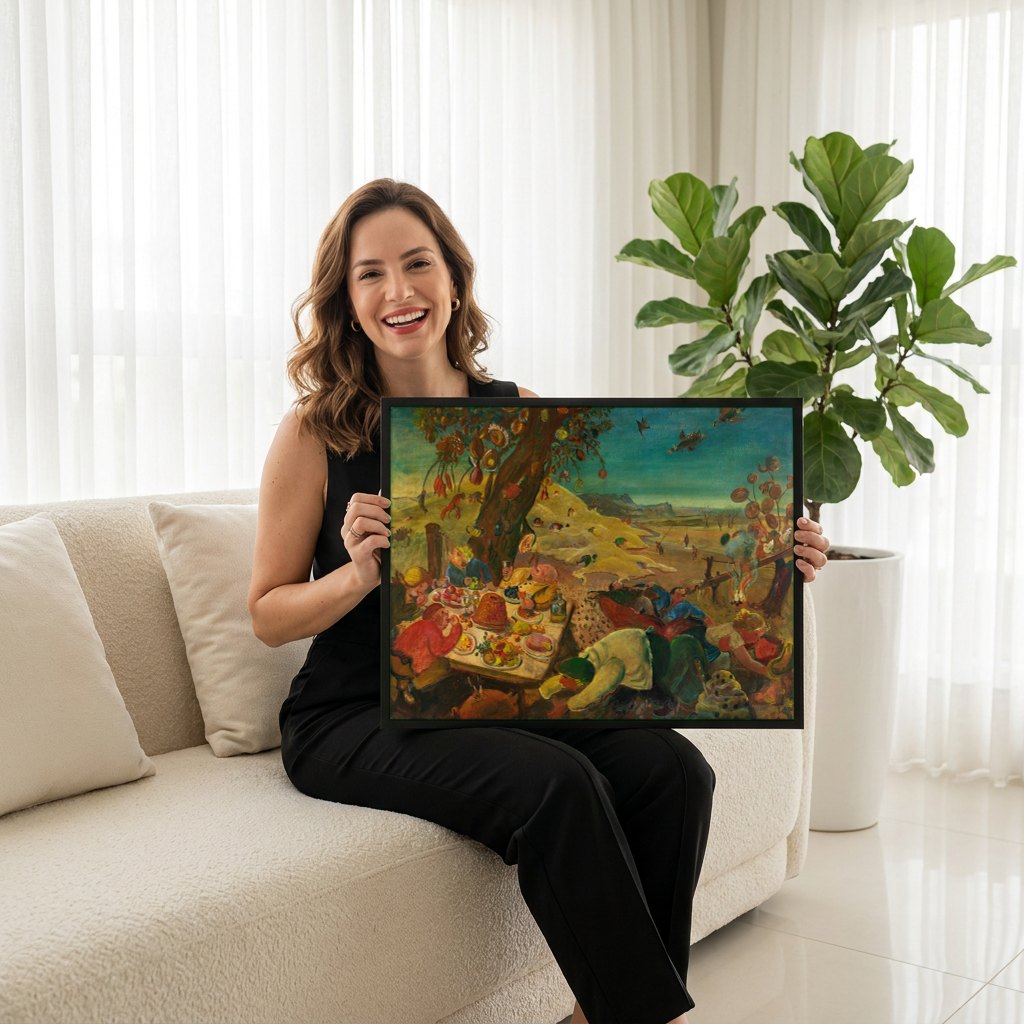 Quadro Decorativo A Terra da Abundância - Oskar Laske | modelo apresentando o quadro emoldurado