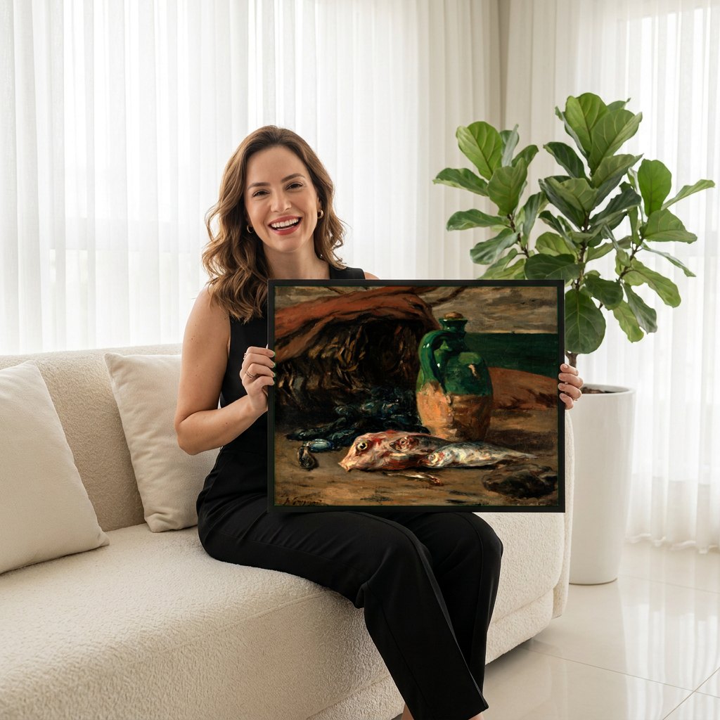 Quadro Decorativo Natureza-Morta Marinha - Paul Gauguin | modelo apresentando o quadro emoldurado