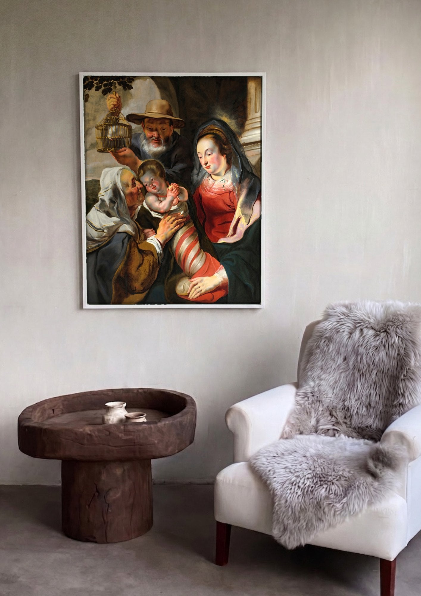 Quadro Decorativo A Sagrada Família (O Nascimento) - Jacob Jordaens | quadro emoldurado na parede