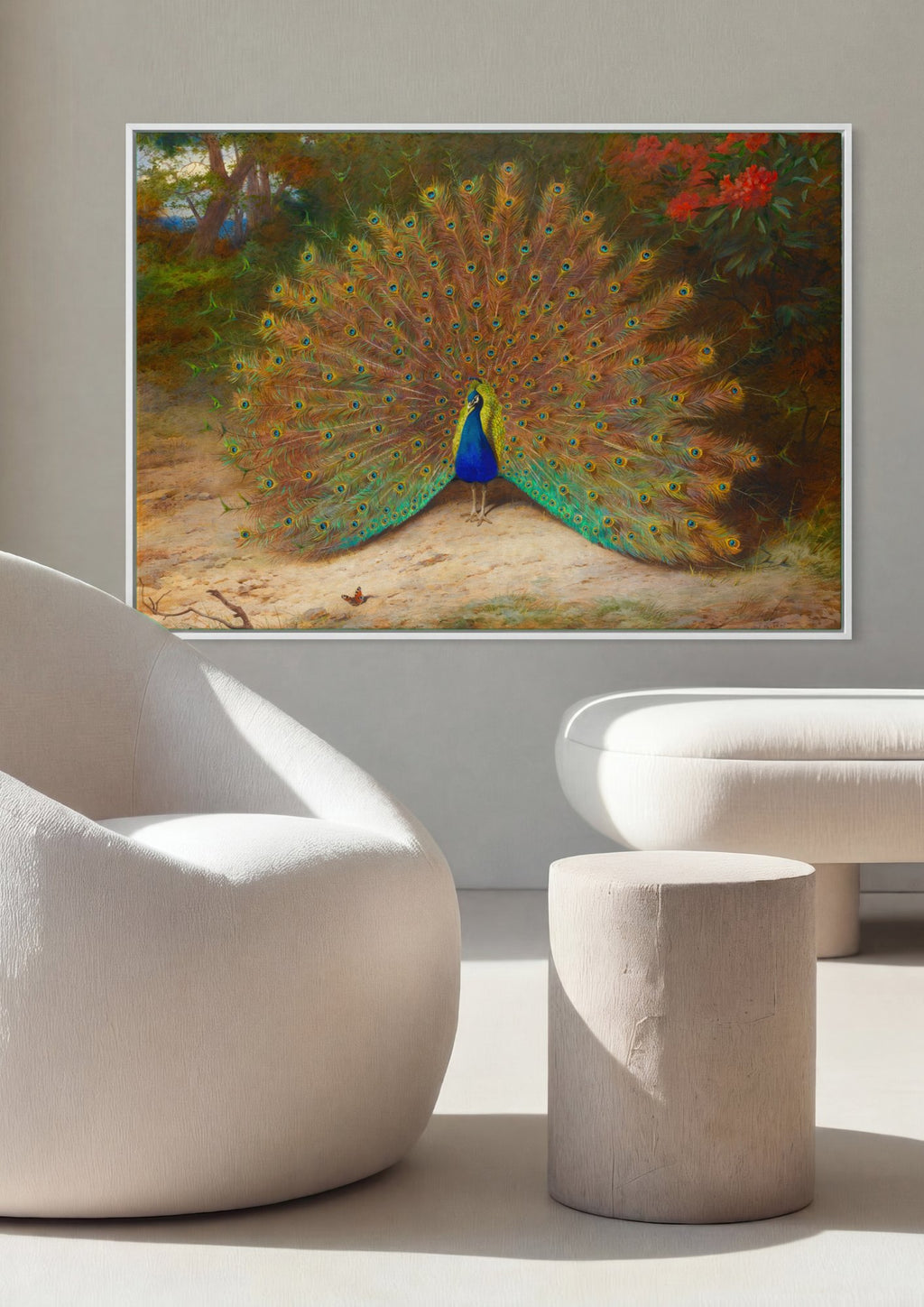 Quadro Decorativo Pavão Exibindo a Cauda - Archibald Thorburn | quadro emoldurado na parede
