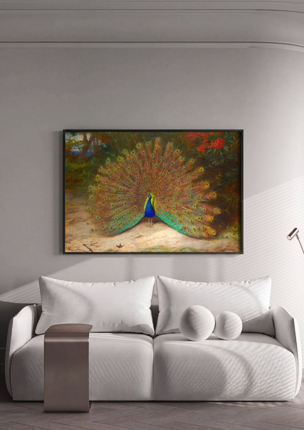 Quadro Decorativo Pavão Exibindo a Cauda - Archibald Thorburn | quadro emoldurado na parede