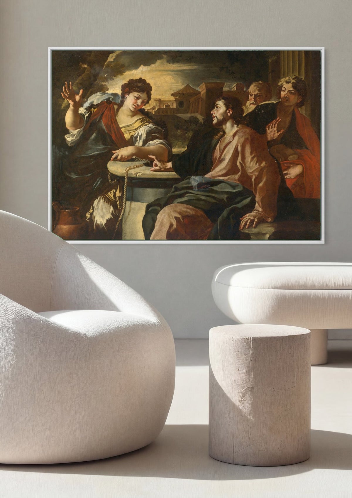 Quadro Decorativo Jesus e a Mulher de Samaria - Francesco Solimena | quadro emoldurado na parede