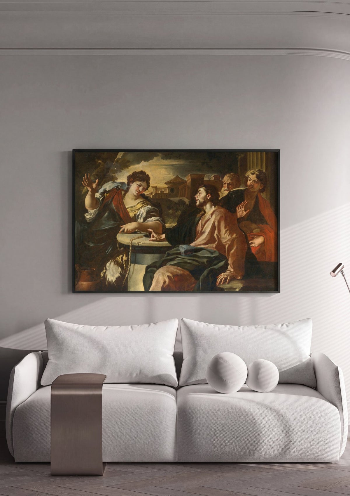 Quadro Decorativo Jesus e a Mulher de Samaria - Francesco Solimena | quadro emoldurado na parede