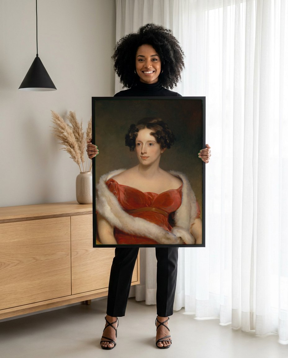 Quadro Decorativo: Retrato Feminino Elegante - Thomas Sully | modelo apresentando o quadro emoldurado