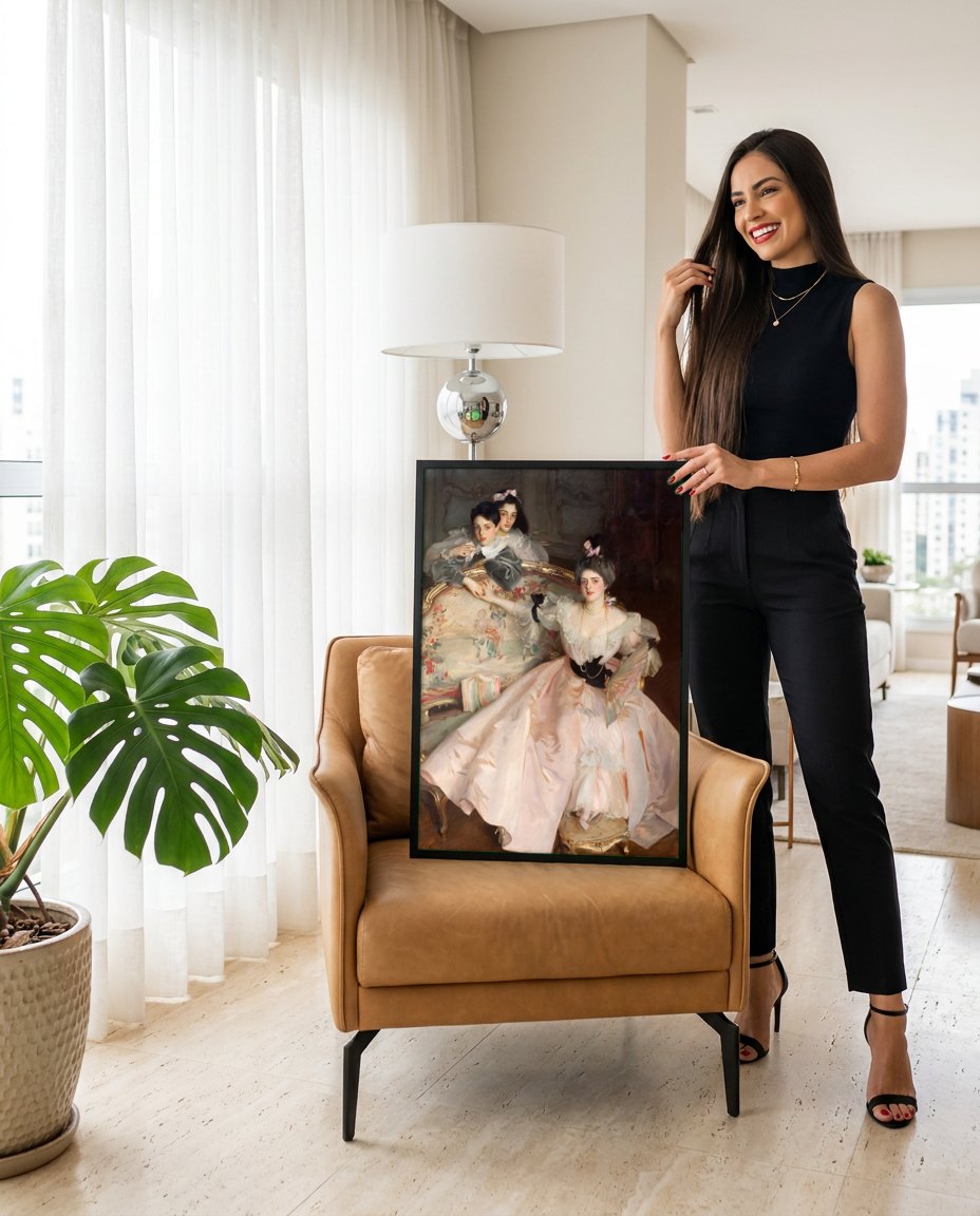Quadro Decorativo As Filhas de Edward Darley Boit - John Singer Sargent | modelo apresentando o quadro emoldurado
