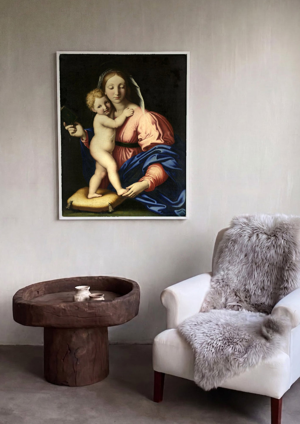 Quadro Decorativo A Virgem e o Menino - Sassoferrato | quadro emoldurado na parede