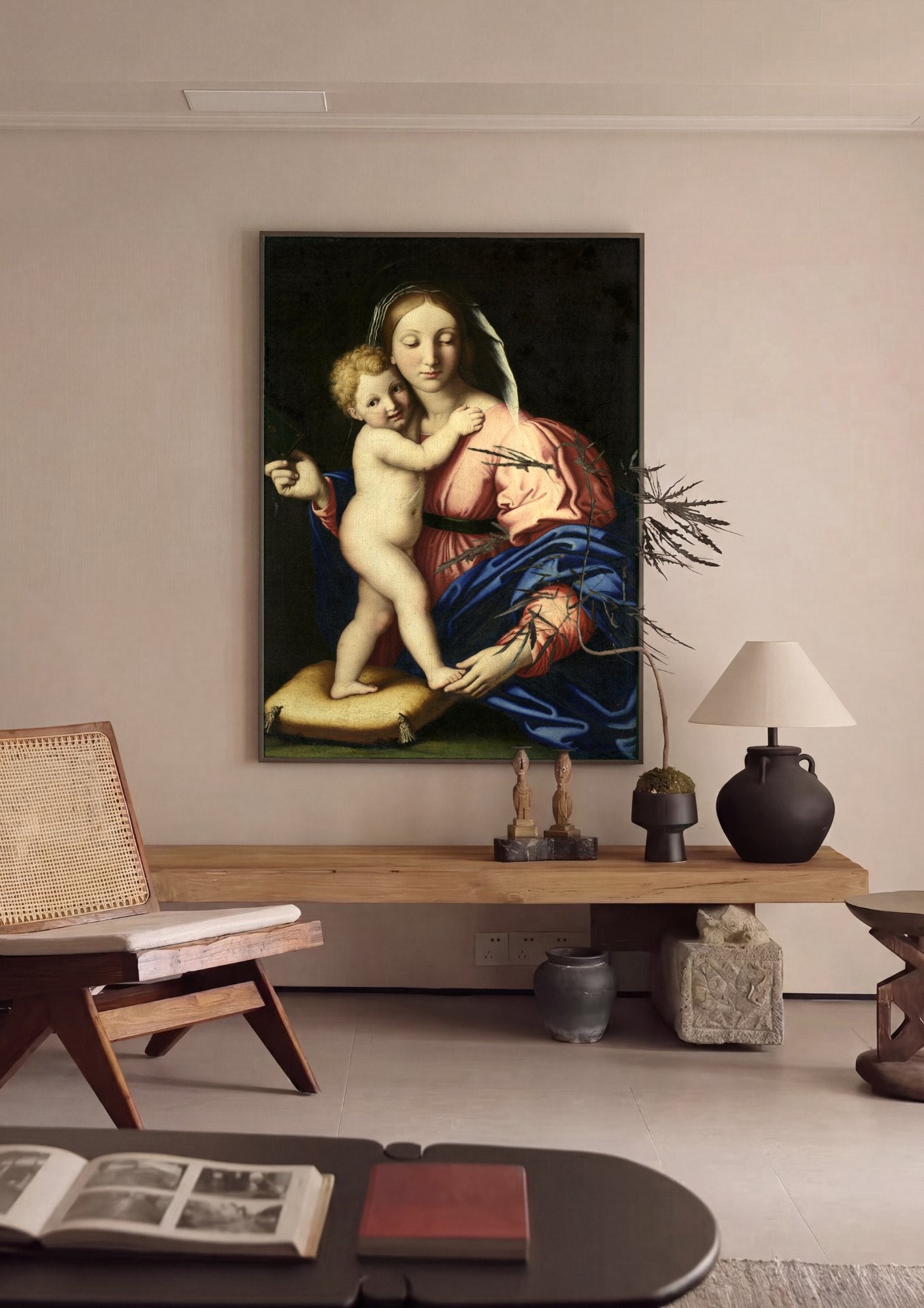 Quadro Decorativo A Virgem e o Menino - Sassoferrato | quadro emoldurado na parede