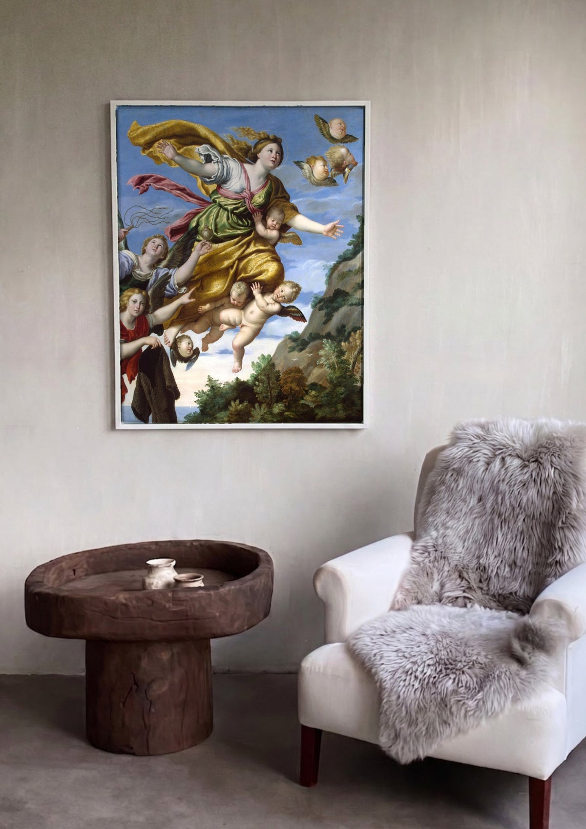 Quadro Decorativo A Assunção da Madalena - Domenichino | quadro emoldurado na parede