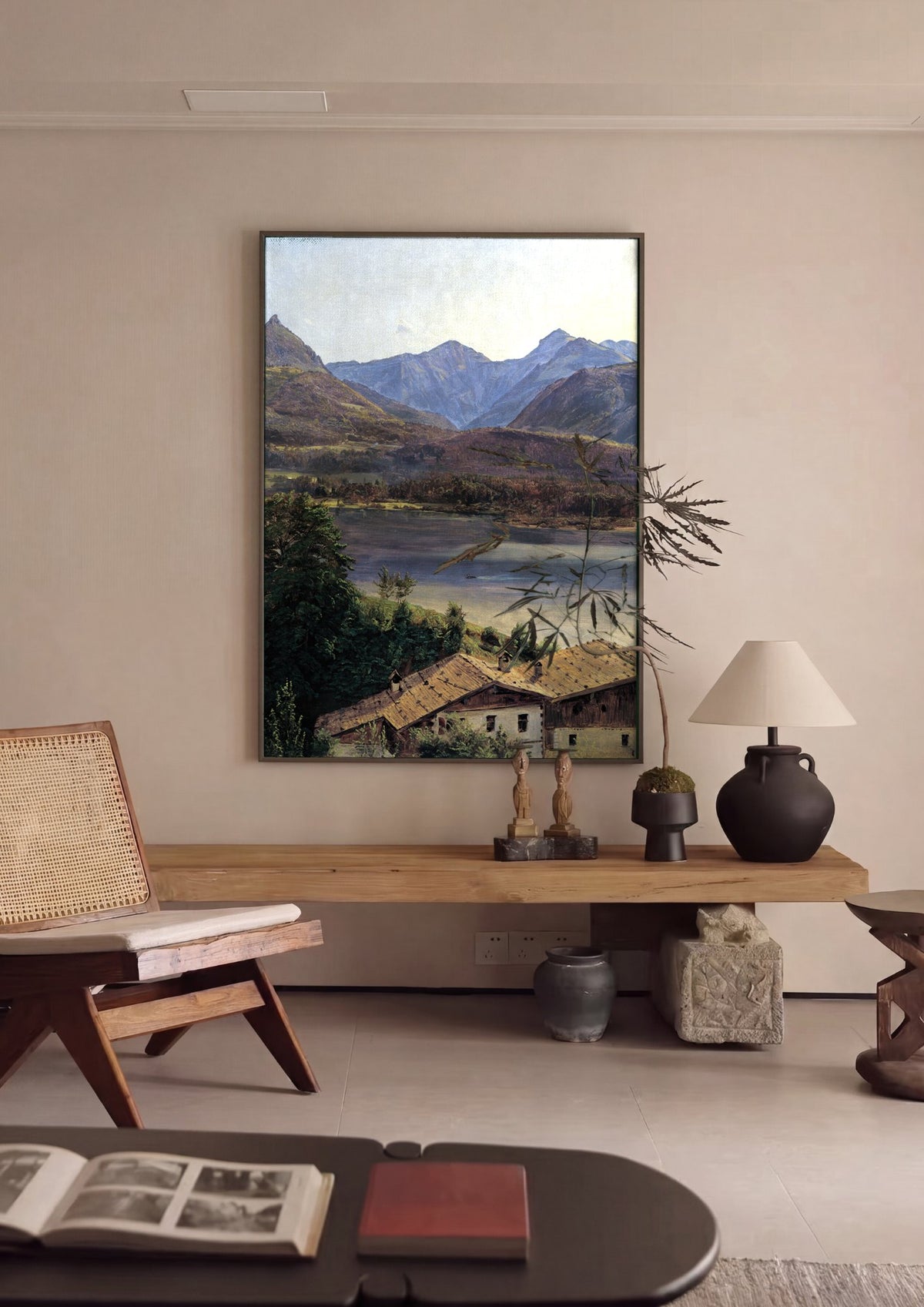 Quadro Decorativo Paisagem Alpina com Lago - Waldmüller | quadro emoldurado na parede