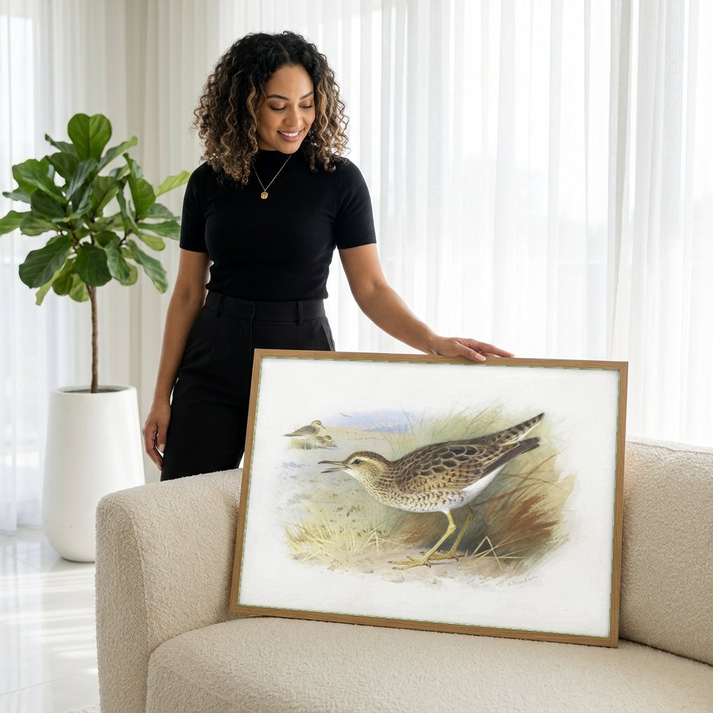 Quadro Decorativo Aves Costeiras – Archibald Thorburn | modelo apresentando o quadro emoldurado
