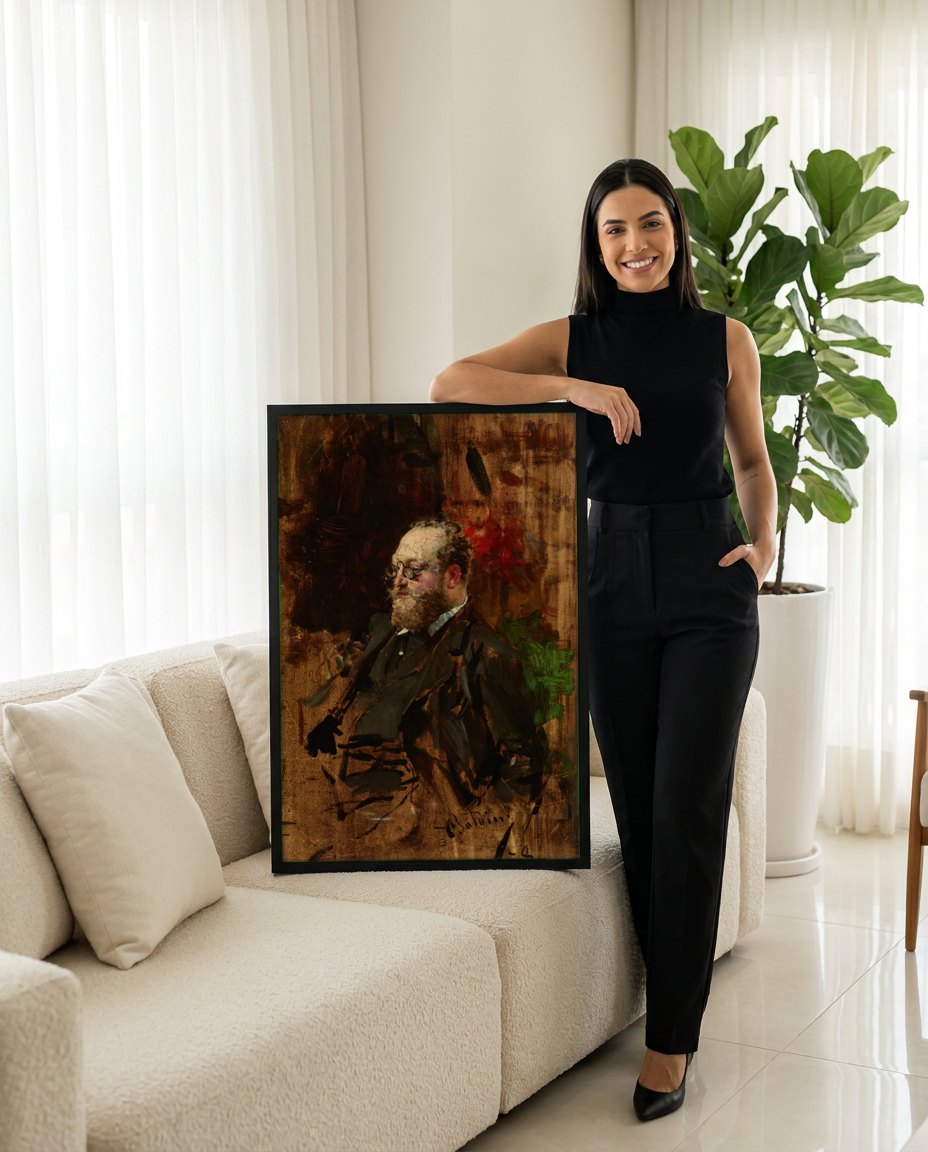 Quadro Decorativo Retrato de Homem - Giovanni Boldini | modelo apresentando o quadro emoldurado