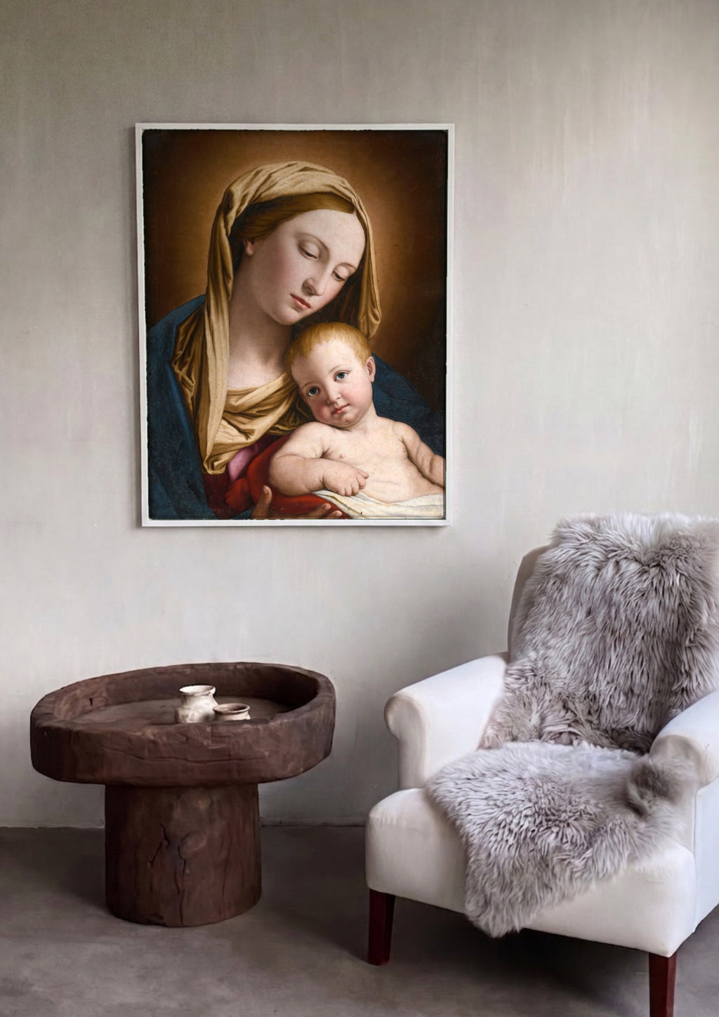 Quadro Decorativo A Virgem e o Menino - Sassoferrato | quadro emoldurado na parede