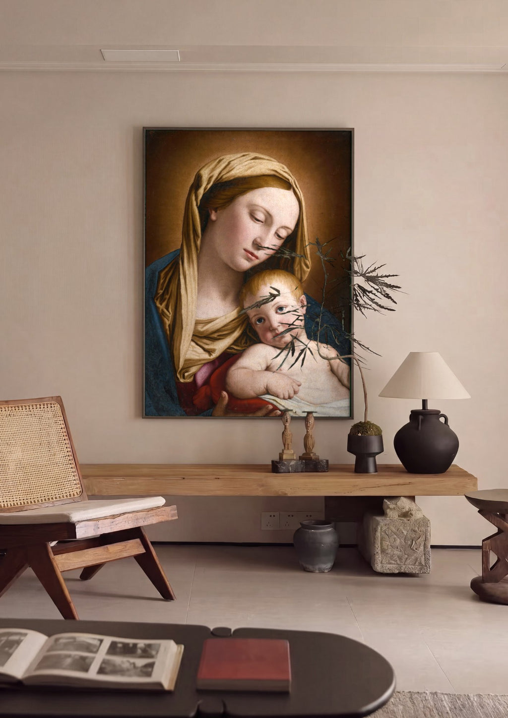 Quadro Decorativo A Virgem e o Menino - Sassoferrato | quadro emoldurado na parede