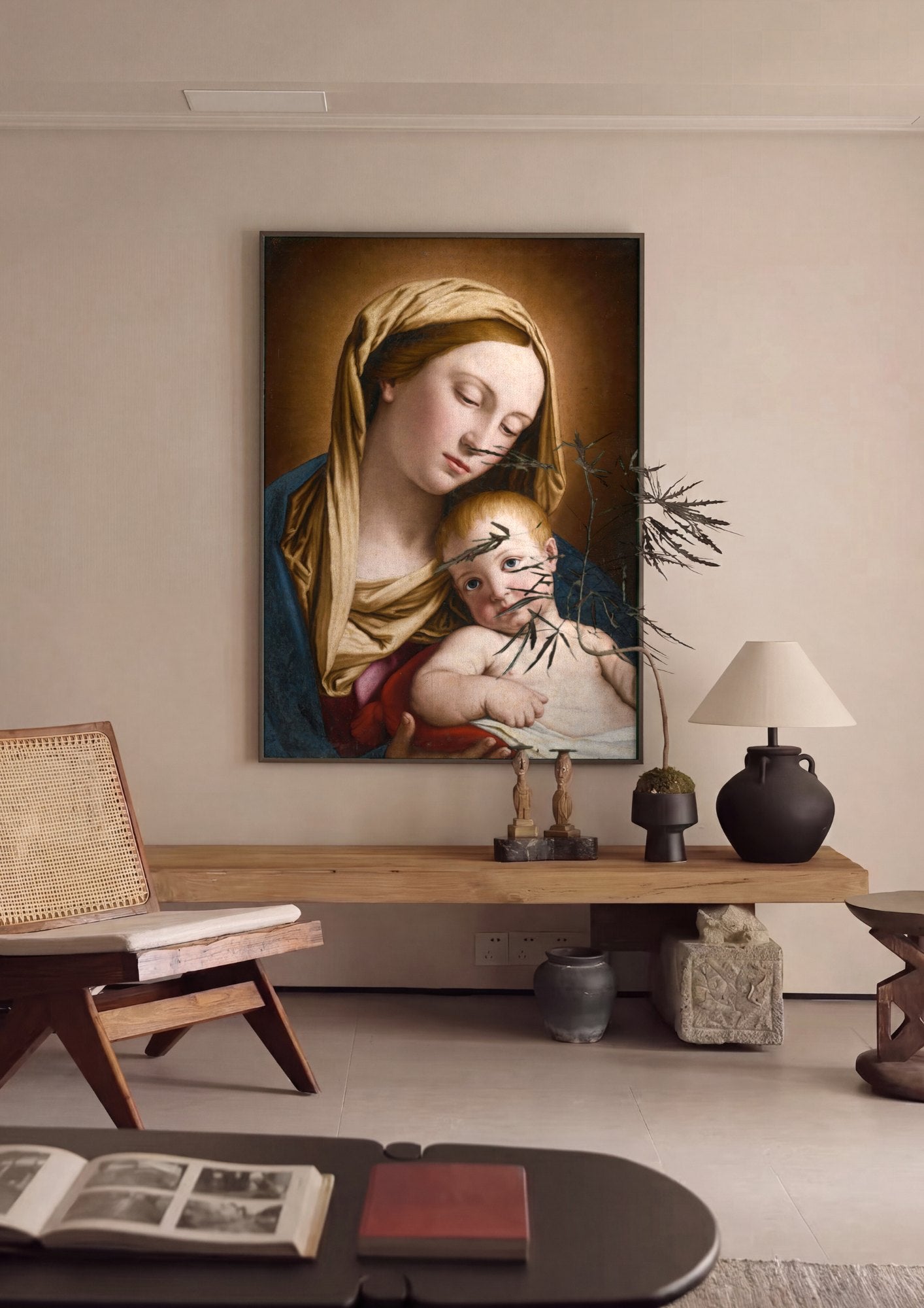 Quadro Decorativo A Virgem e o Menino - Sassoferrato | quadro emoldurado na parede