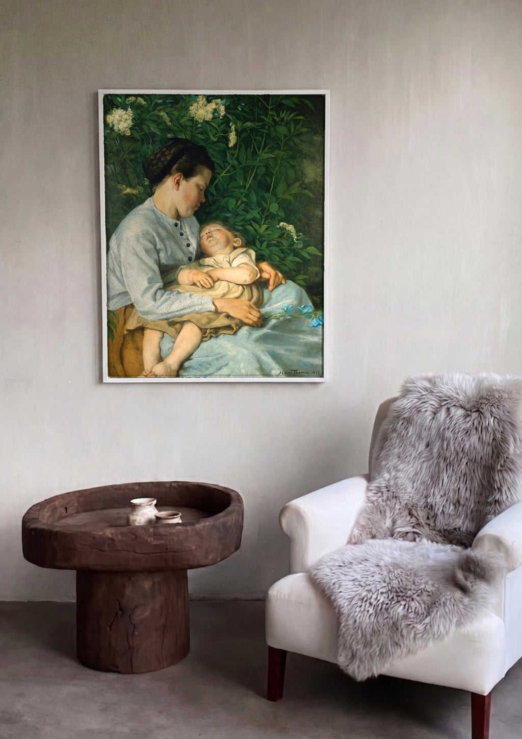 Quadro Decorativo Maternidade e Natureza - Hans Thoma | quadro emoldurado na parede