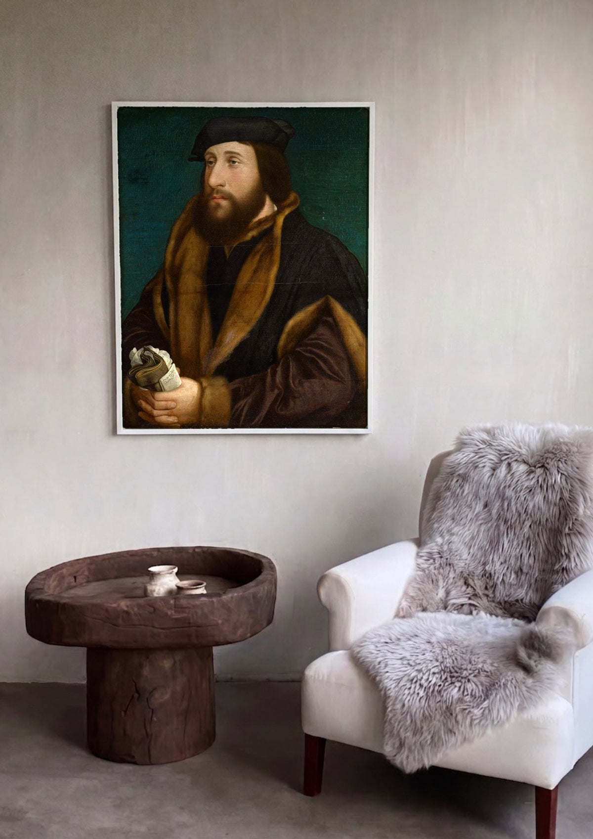 Quadro Decorativo Retrato de um Homem - Hans Holbein | quadro emoldurado na parede