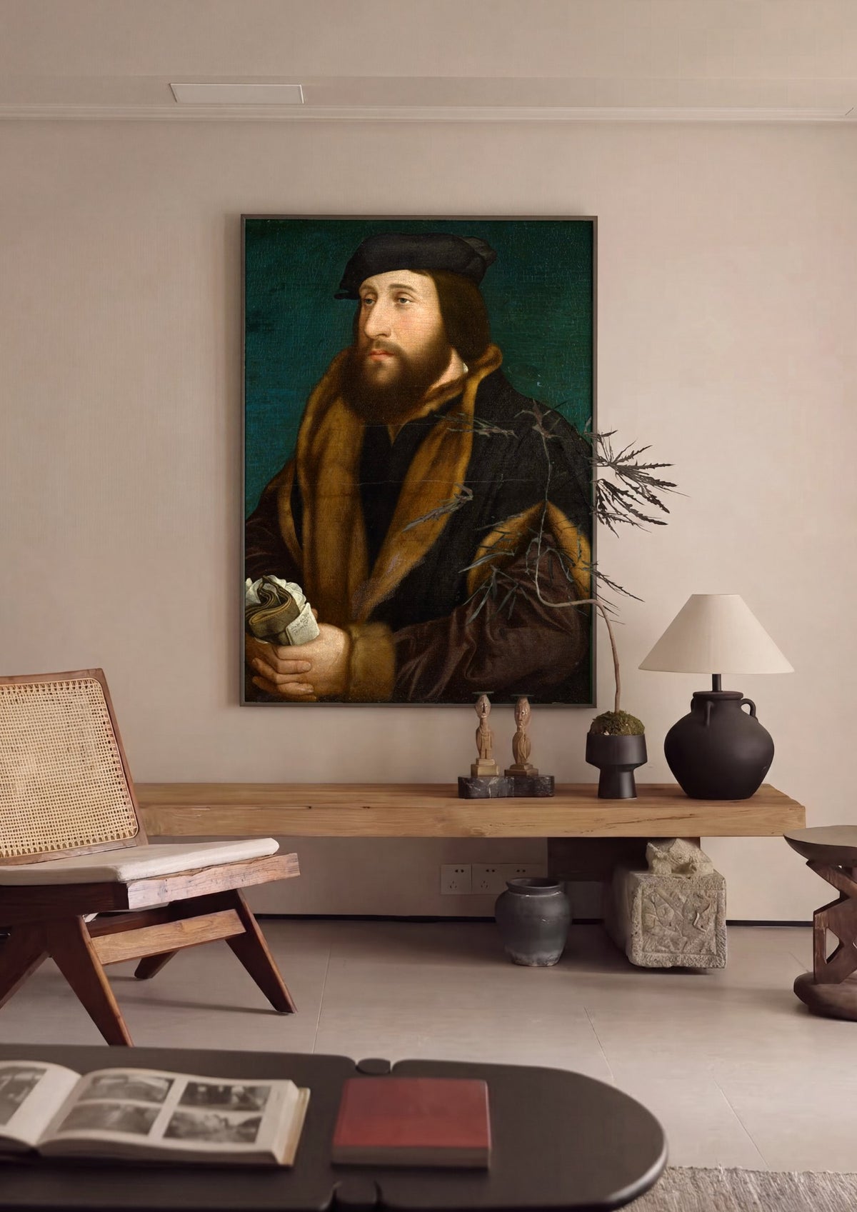 Quadro Decorativo Retrato de um Homem - Hans Holbein | quadro emoldurado na parede