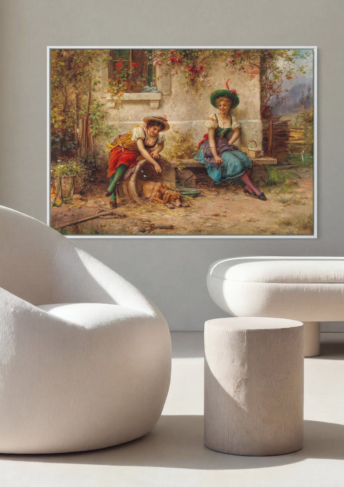 Quadro Decorativo A Amizade (ou Jovens Camponesas) - Hans Zatzka | quadro emoldurado na parede
