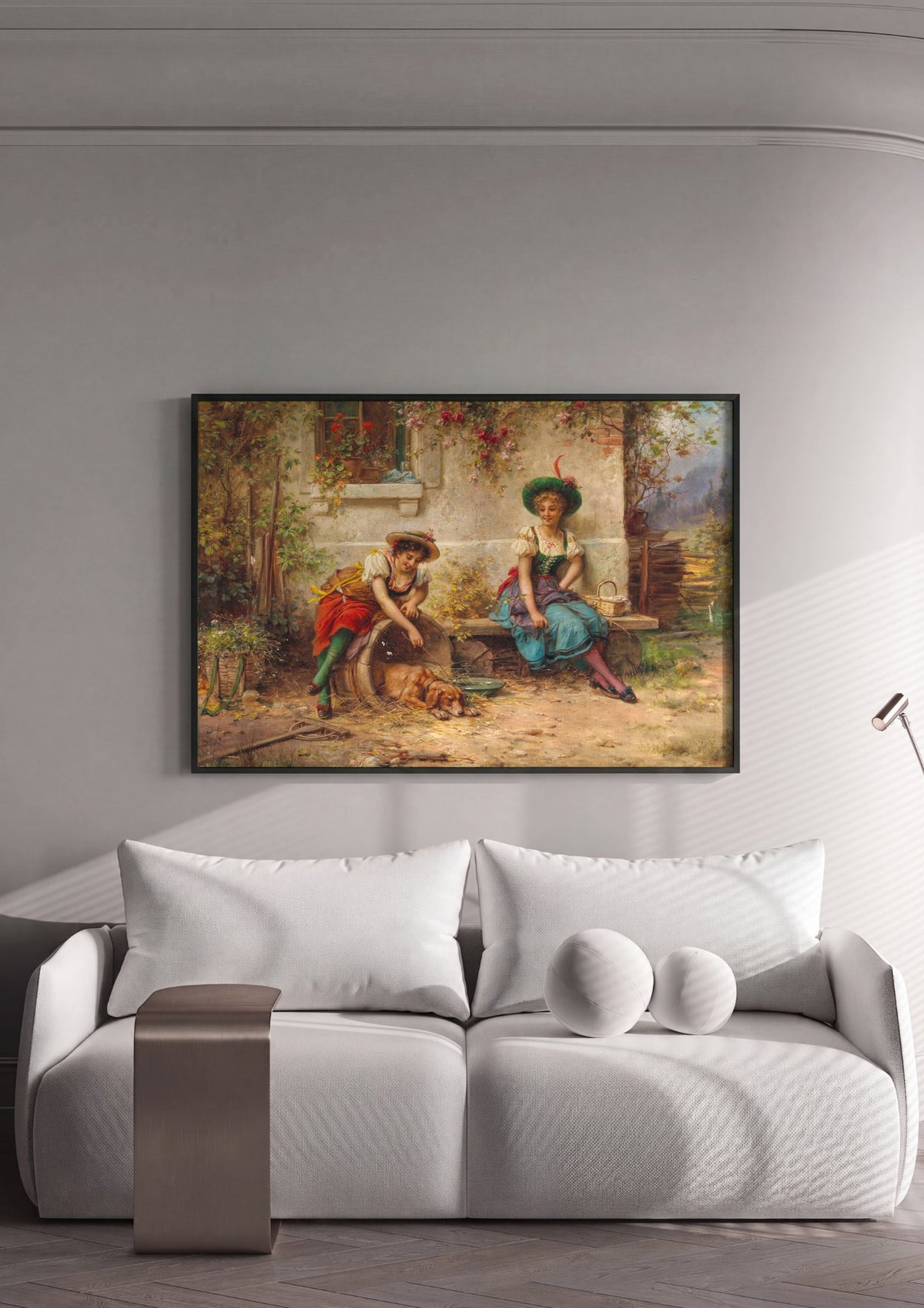 Quadro Decorativo A Amizade (ou Jovens Camponesas) - Hans Zatzka | quadro emoldurado na parede