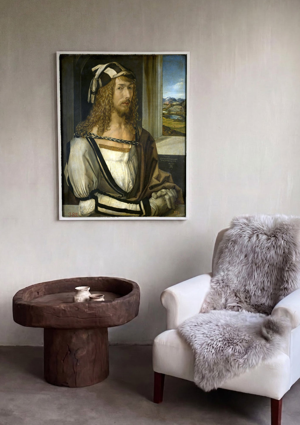 Quadro Decorativo Autorretrato com Paisagem - Albrecht Dürer | quadro emoldurado na parede