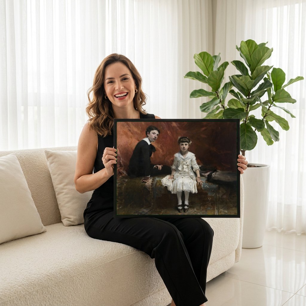 Quadro Decorativo 'As Filhas de Edward Darley Boit' - Sargent | modelo apresentando o quadro emoldurado